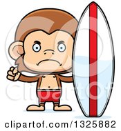 Clipart Of A Cartoon Mad Surfer Monkey Royalty Free Vector Illustration
