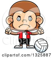 Poster, Art Print Of Cartoon Mad Monkey Volleyball Player