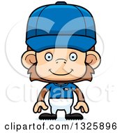 Clipart Of A Cartoon Happy Monkey Baseball Player Royalty Free Vector Illustration