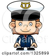 Clipart Of A Cartoon Happy Monkey Captain Royalty Free Vector Illustration