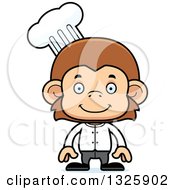 Clipart Of A Cartoon Happy Monkey Chef Royalty Free Vector Illustration