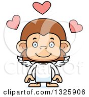 Clipart Of A Cartoon Happy Monkey Cupid Royalty Free Vector Illustration