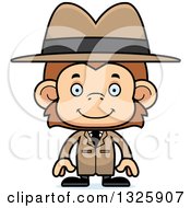 Clipart Of A Cartoon Happy Monkey Detective Royalty Free Vector Illustration