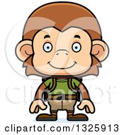 Clipart Of A Cartoon Happy Monkey Hiker Royalty Free Vector Illustration