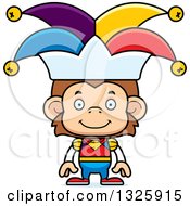 Clipart Of A Cartoon Happy Monkey Jester Royalty Free Vector Illustration