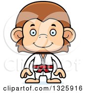 Clipart Of A Cartoon Happy Karate Monkey Royalty Free Vector Illustration