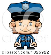 Poster, Art Print Of Cartoon Happy Monkey Police Officer