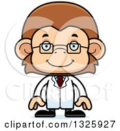 Clipart Of A Cartoon Happy Monkey Scientist Royalty Free Vector Illustration
