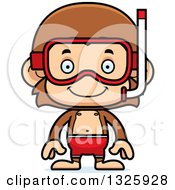 Clipart Of A Cartoon Happy Monkey In Snorkel Gear Royalty Free Vector Illustration