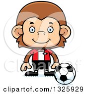 Poster, Art Print Of Cartoon Happy Monkey Soccer Player