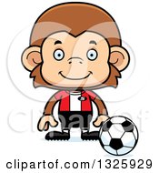 Clipart Of A Cartoon Happy Monkey Soccer Player Royalty Free Vector Illustration