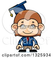 Clipart Of A Cartoon Happy Monkey Professor Royalty Free Vector Illustration