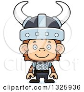 Clipart Of A Cartoon Happy Monkey Viking Royalty Free Vector Illustration