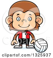 Poster, Art Print Of Cartoon Happy Monkey Volleyball Player