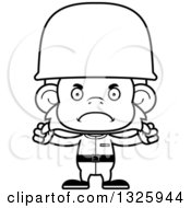 Poster, Art Print Of Cartoon Black And White Mad Monkey Soldier