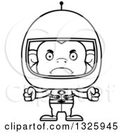 Poster, Art Print Of Cartoon Black And White Mad Monkey Astronaut