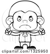 Poster, Art Print Of Cartoon Black And White Mad Business Monkey