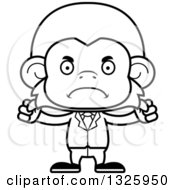 Lineart Clipart Of A Cartoon Black And White Mad Business Monkey Royalty Free Outline Vector Illustration