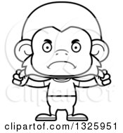 Lineart Clipart Of A Cartoon Black And White Mad Casual Monkey Royalty Free Outline Vector Illustration