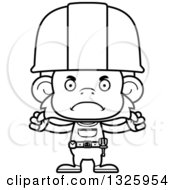 Poster, Art Print Of Cartoon Black And White Mad Monkey Construction Worker