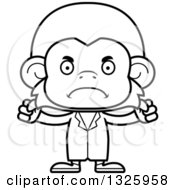 Lineart Clipart Of A Cartoon Black And White Mad Monkey Doctor Royalty Free Outline Vector Illustration