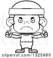 Poster, Art Print Of Cartoon Black And White Mad Fitness Monkey