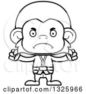 Poster, Art Print Of Cartoon Black And White Mad Karate Monkey