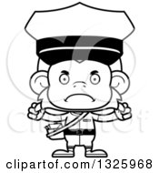Lineart Clipart Of A Cartoon Black And White Mad Monkey Mailman Royalty Free Outline Vector Illustration