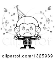 Poster, Art Print Of Cartoon Black And White Mad Party Monkey