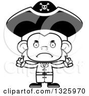 Poster, Art Print Of Cartoon Black And White Mad Monkey Pirate