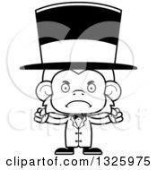 Lineart Clipart Of A Cartoon Black And White Mad Monkey Circus Ringmaster Royalty Free Outline Vector Illustration