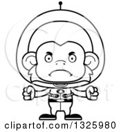 Poster, Art Print Of Cartoon Black And White Mad Futuristic Space Monkey