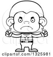 Lineart Clipart Of A Cartoon Black And White Mad Monkey Super Hero Royalty Free Outline Vector Illustration