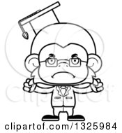 Poster, Art Print Of Cartoon Black And White Mad Monkey Professor