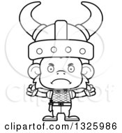 Poster, Art Print Of Cartoon Black And White Mad Monkey Viking