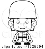 Poster, Art Print Of Cartoon Black And White Happy Monkey Soldier