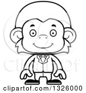 Poster, Art Print Of Cartoon Black And White Happy Business Monkey