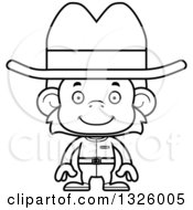 Poster, Art Print Of Cartoon Black And White Happy Cowboy Monkey