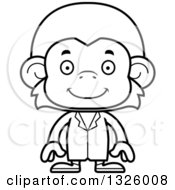 Poster, Art Print Of Cartoon Black And White Happy Monkey Doctor