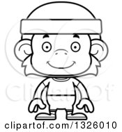 Poster, Art Print Of Cartoon Black And White Happy Fitness Monkey