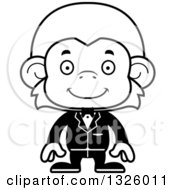 Poster, Art Print Of Cartoon Black And White Happy Monkey Groom