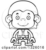 Poster, Art Print Of Cartoon Black And White Happy Karate Monkey