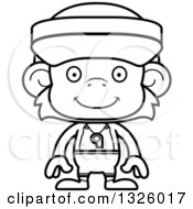 Poster, Art Print Of Cartoon Black And White Happy Monkey Lifeguard