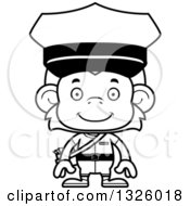 Lineart Clipart Of A Cartoon Black And White Happy Monkey Mailman Royalty Free Outline Vector Illustration