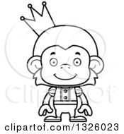 Poster, Art Print Of Cartoon Black And White Happy Monkey Prince