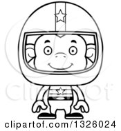Poster, Art Print Of Cartoon Black And White Happy Monkey Race Car Driver