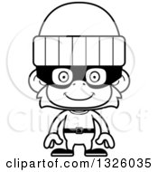 Poster, Art Print Of Cartoon Black And White Happy Monkey Robber