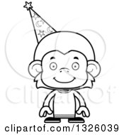 Poster, Art Print Of Cartoon Black And White Happy Monkey Wizard