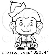 Poster, Art Print Of Cartoon Black And White Happy Monkey Christmas Elf