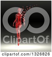 Clipart Of A 3d Crumbling Red Woman Over Gradient Royalty Free Illustration